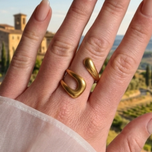 bague solis vague dore acier inoxydable ajustable nanee