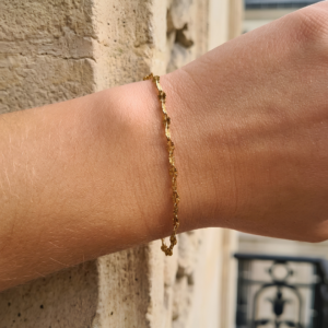 bracelet lumi chaine dore acier inoxydable artisanal sur mesure nanee
